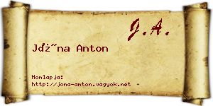 Jóna Anton névjegykártya